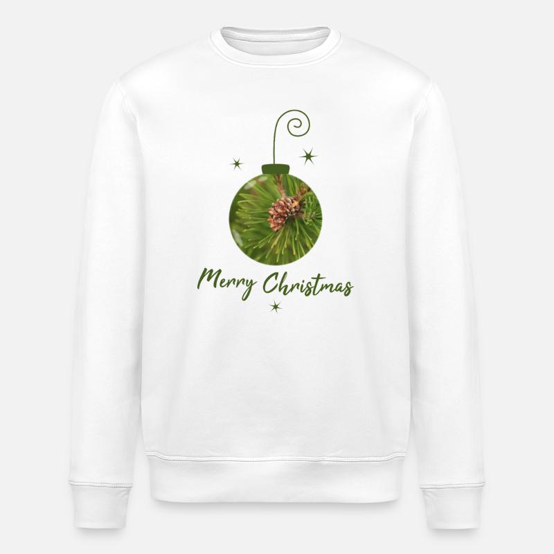 Grüne Weihnachtskugel mit Tannenzapfen - Stanley/Stella Unisex Bio-Sweatshirt ROLLER - Weiß