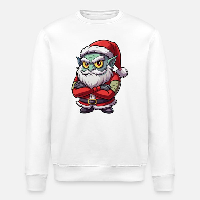 Grumpy Goblin Santa - Stanley/Stella ROLLER Unisex Organic Sweatshirt - white
