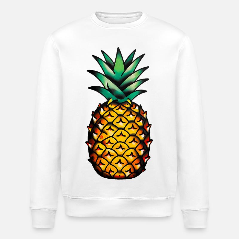Tatouage classique : ananas - Sweat bio ROLLER Stanley/Stella Unisexe - blanc