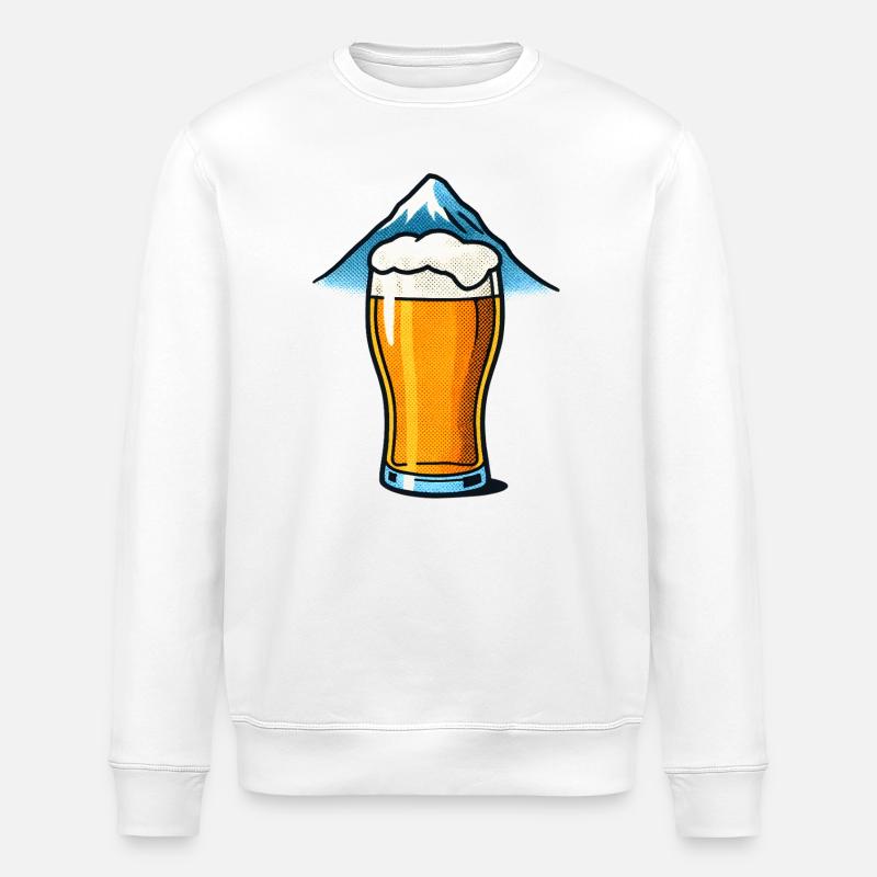 Bierglas vor Berggipfel - Stanley/Stella Unisex Bio-Sweatshirt ROLLER - Weiß