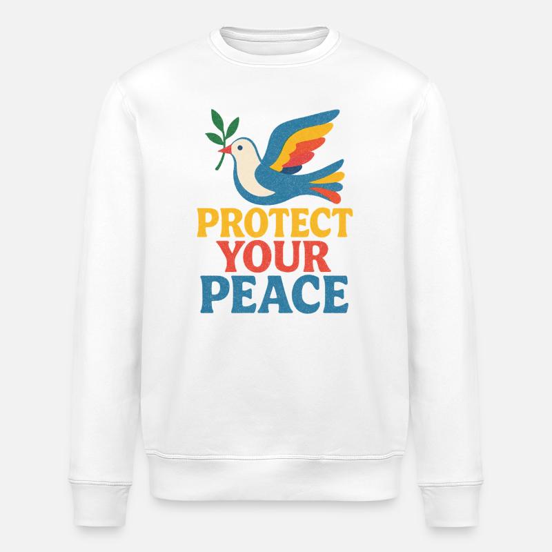 Vibrant Dove Friedensplakat - Stanley/Stella Unisex Bio-Sweatshirt ROLLER - Weiß