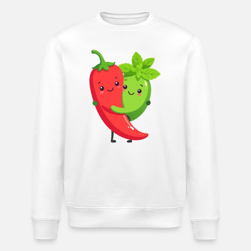 Cuddly Chilli Mint Friends - Stanley/Stella ROLLER Unisex Organic Sweatshirt - white
