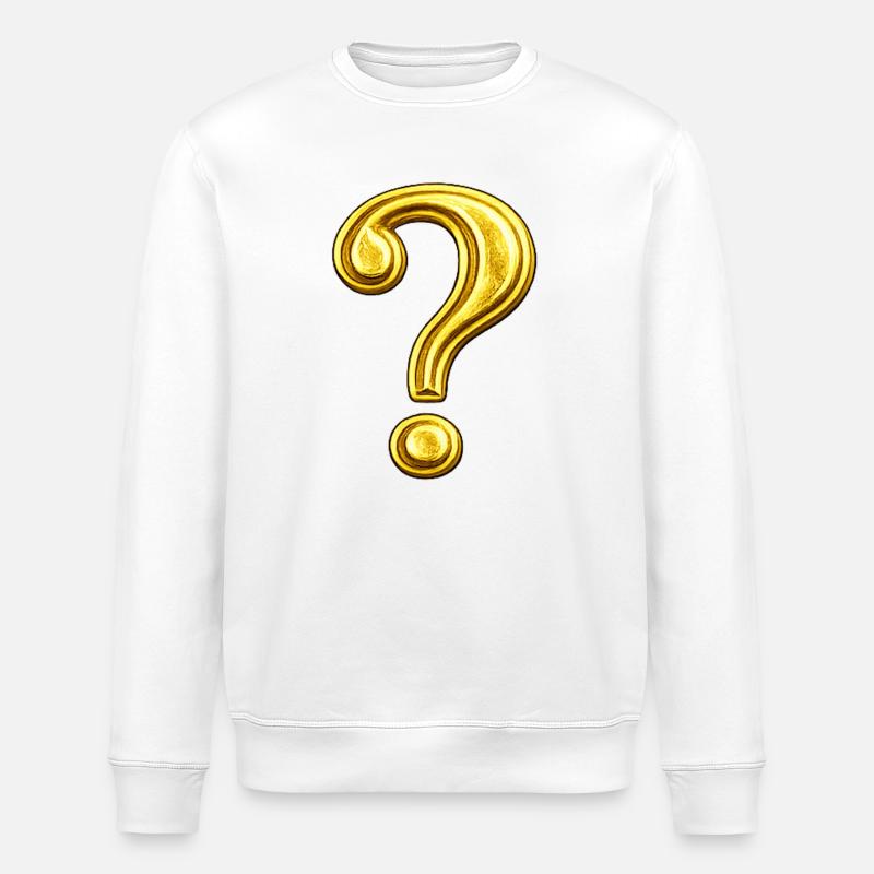 Golden Question Mark Design - Stanley/Stella ROLLER Unisex Organic Sweatshirt - white