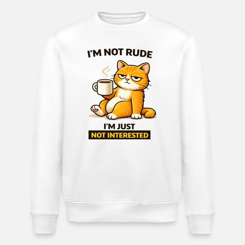 Grouchy Cat Coffee Attitude - Stanley/Stella ROLLER Unisex Organic Sweatshirt - white