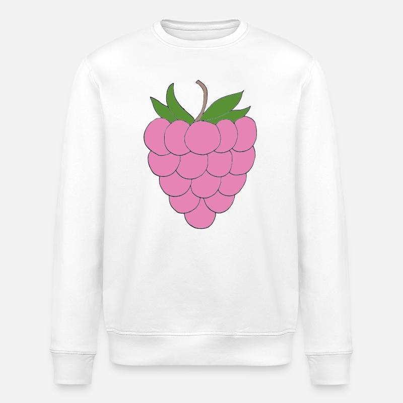 Illustration de framboise rose - Sweat bio ROLLER Stanley/Stella Unisexe - blanc