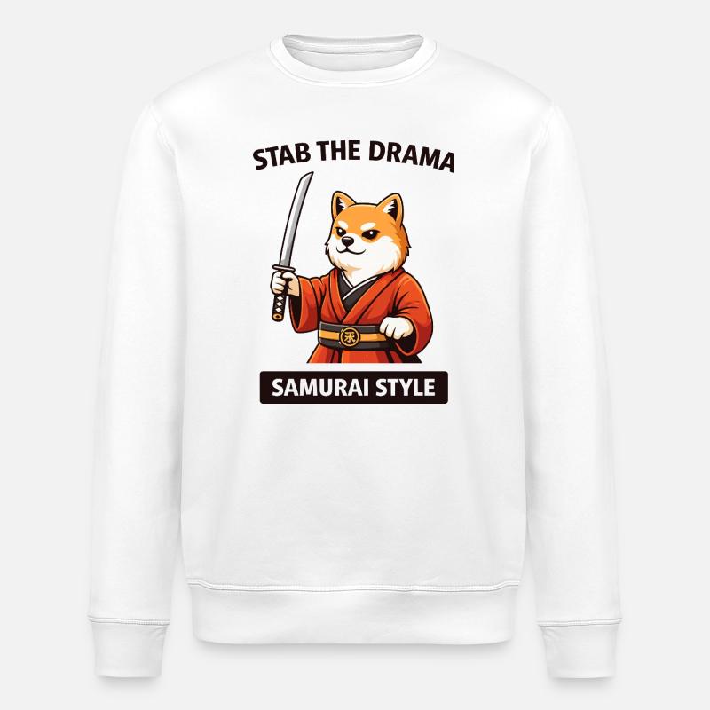 Samurai Shiba : Poignarder le drame - Sweat bio ROLLER Stanley/Stella Unisexe - blanc