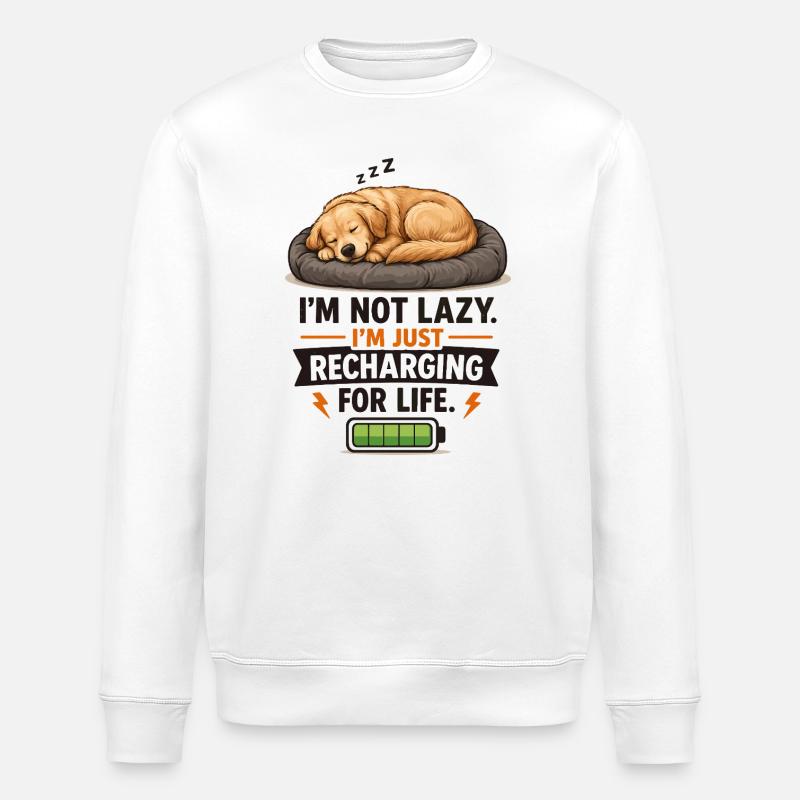 Mode Recharge : Chiot endormi - Sweat bio ROLLER Stanley/Stella Unisexe - blanc