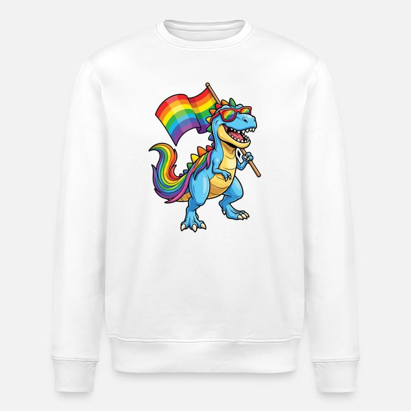 LGBTQ Pride Month - Proud Dinosaur! - Stanley/Stella ROLLER Unisex Organic Sweatshirt - white