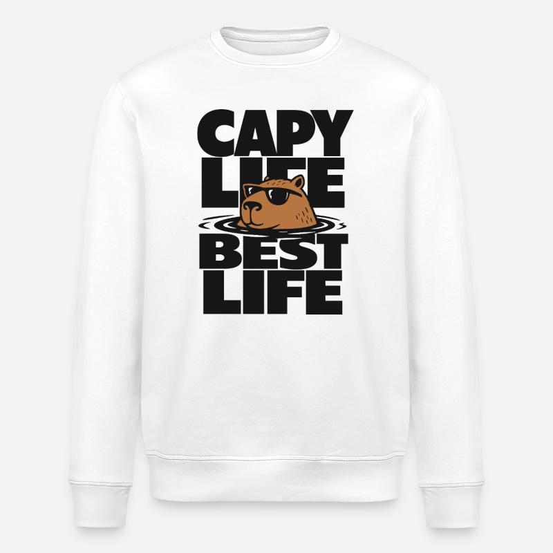 Capy Life Best Life Capybara - Stanley/Stella Unisex Bio-Sweatshirt ROLLER - Weiß
