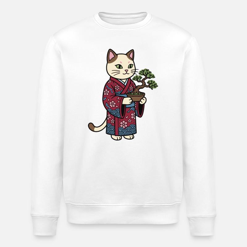Katzen-Japanisch - Stanley/Stella Unisex Bio-Sweatshirt ROLLER - Weiß
