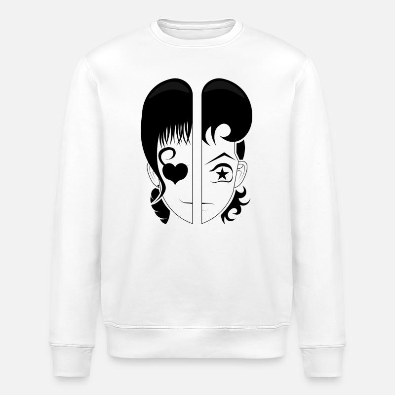 Doppelgesicht: Herz und Stern - Stanley/Stella Unisex Bio-Sweatshirt ROLLER - Weiß