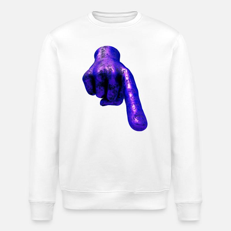 Poing métallique bleu au point - Sweat bio ROLLER Stanley/Stella Unisexe - blanc