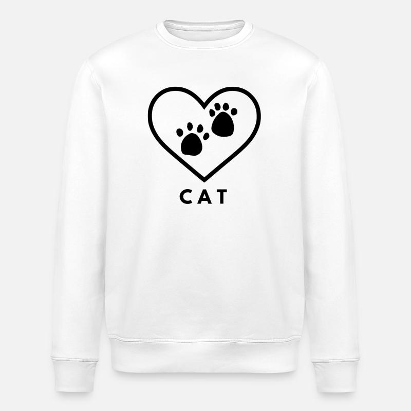 Cat Love Line Art - Stanley/Stella Unisex Bio-Sweatshirt ROLLER - Weiß