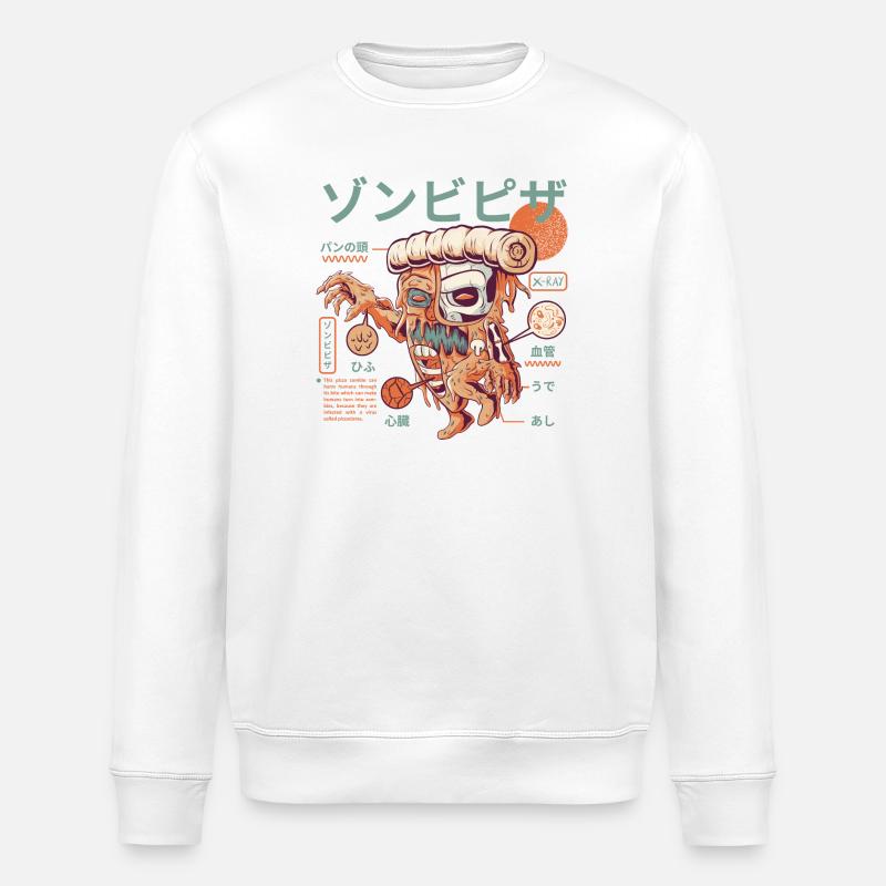 Pizza Zombie - Sweat bio ROLLER Stanley/Stella Unisexe - blanc