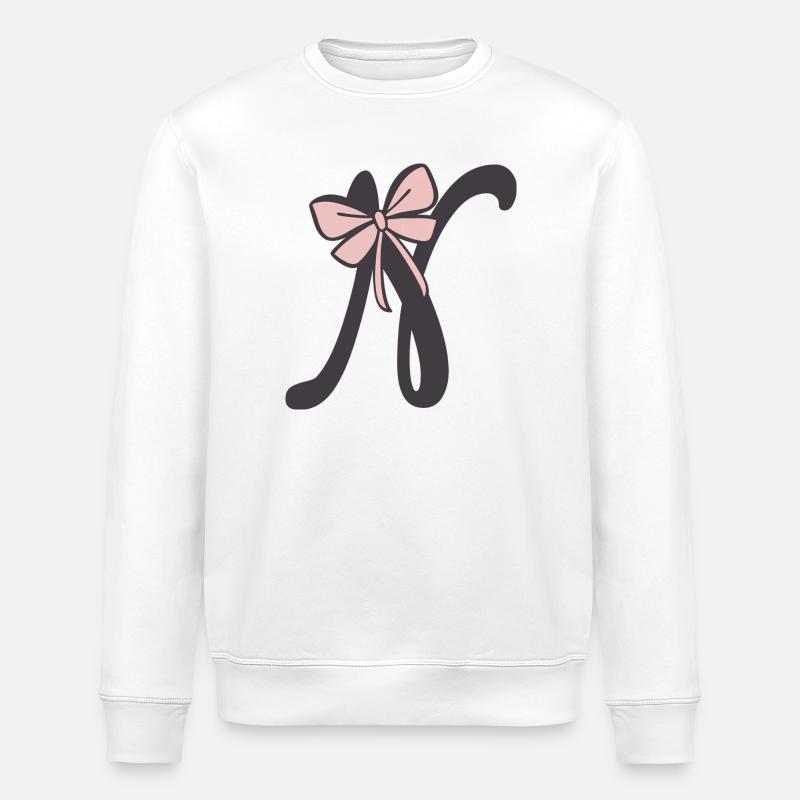 Ruban Lettre N Initiale - Sweat bio ROLLER Stanley/Stella Unisexe - blanc