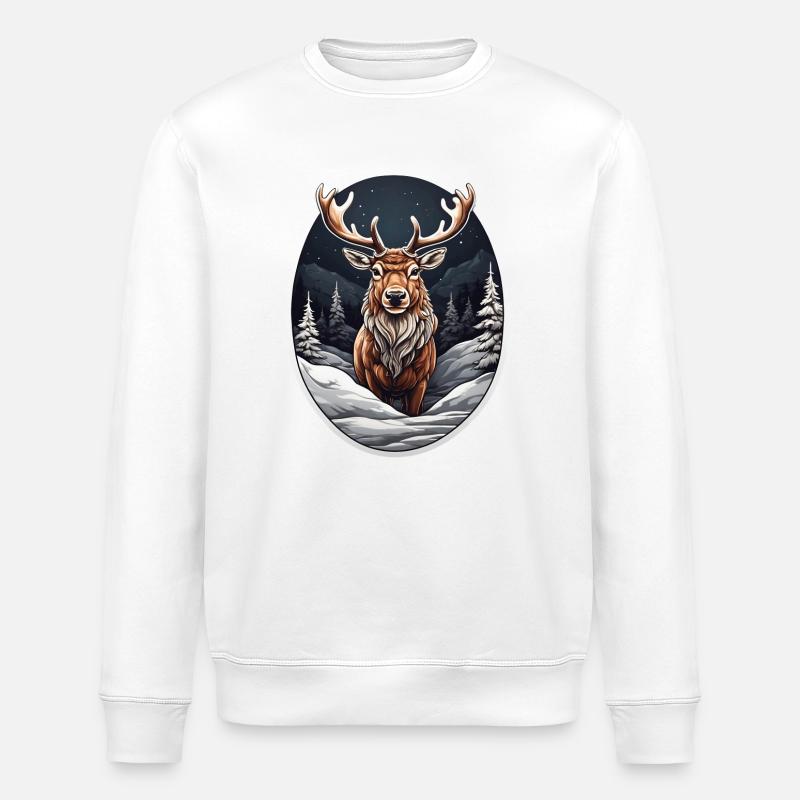 Rentiere im Schnee - Stanley/Stella Unisex Bio-Sweatshirt ROLLER - Weiß