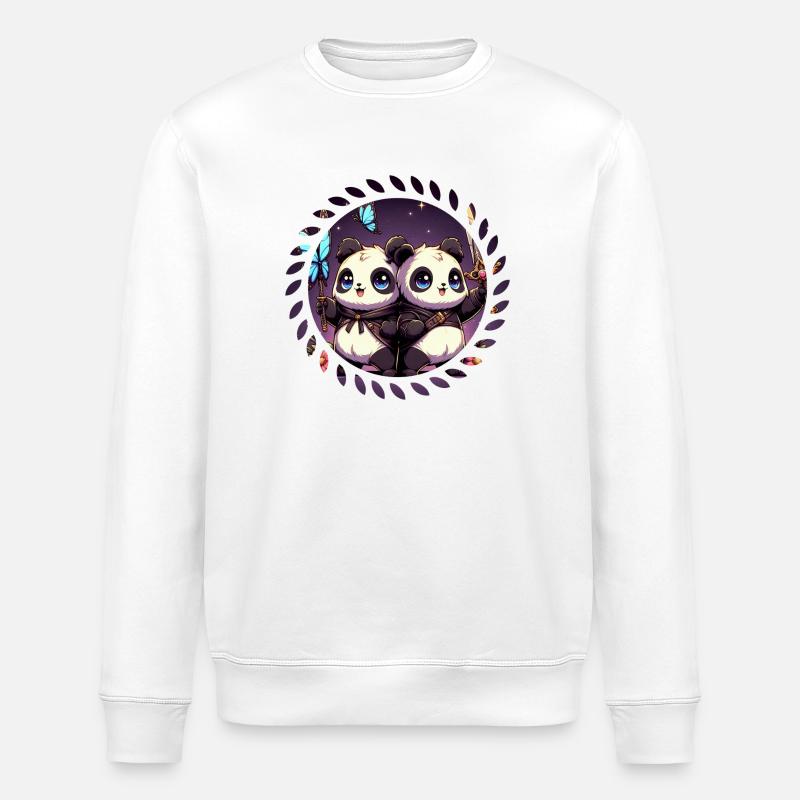 Niedliche Panda Babys - Stanley/Stella Unisex Bio-Sweatshirt ROLLER - Weiß