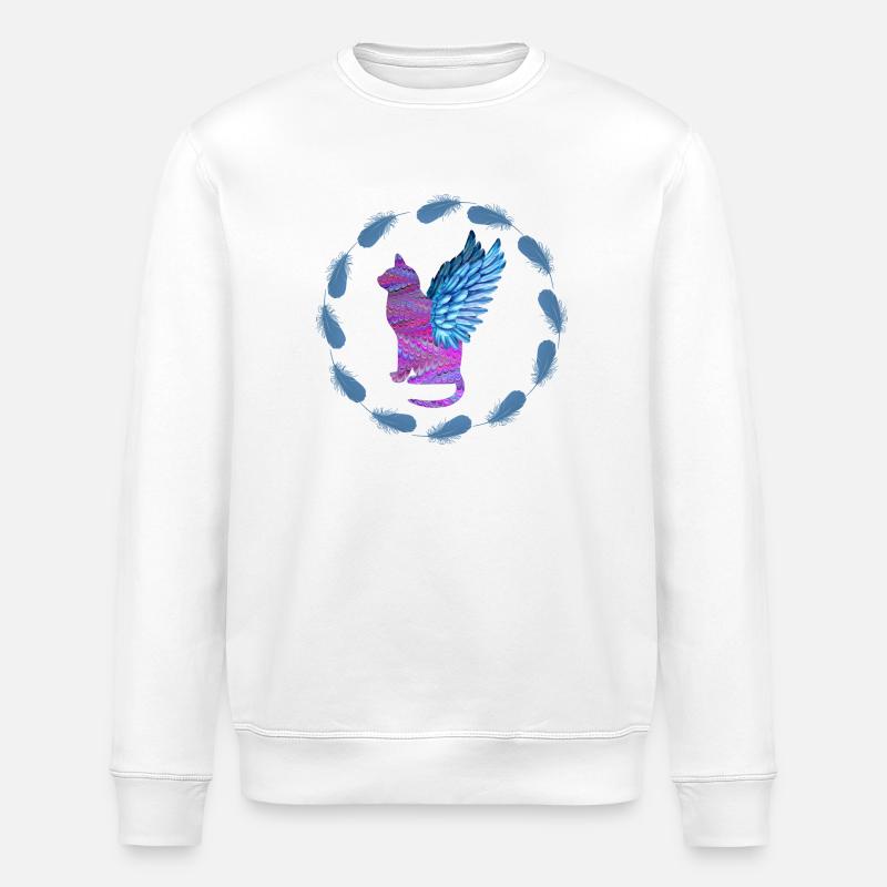 Cat Angel E 62 - Stanley/Stella ROLLER Unisex Organic Sweatshirt - white