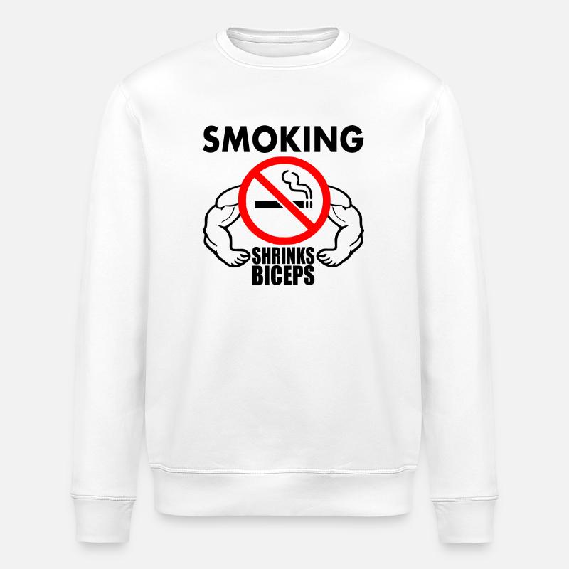Smoking shrinks the biceps - Stanley/Stella ROLLER Unisex Organic Sweatshirt - white