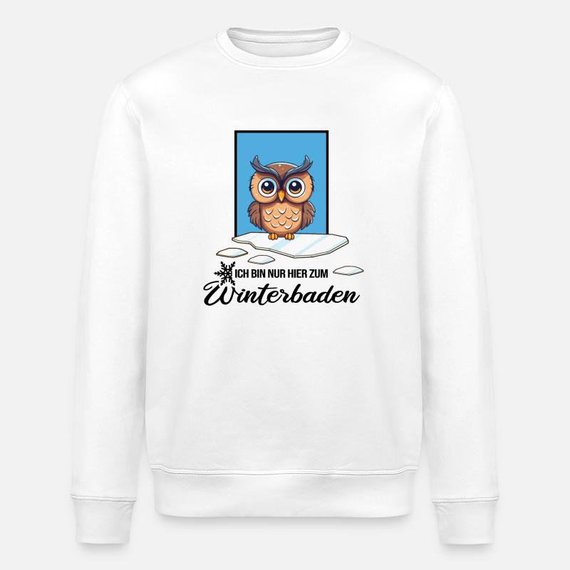 Eisbaden Winterschwimmen Eule Winterbad - Stanley/Stella Unisex Bio-Sweatshirt ROLLER - Weiß