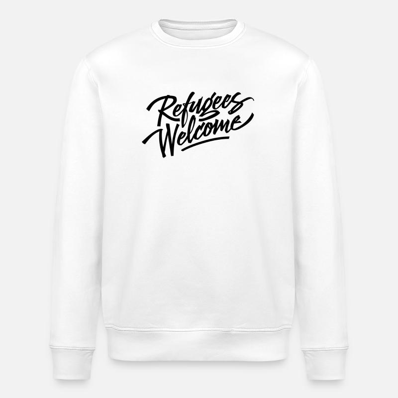 Refugees Welcome - Create safe havens! - Stanley/Stella ROLLER Unisex Organic Sweatshirt - white