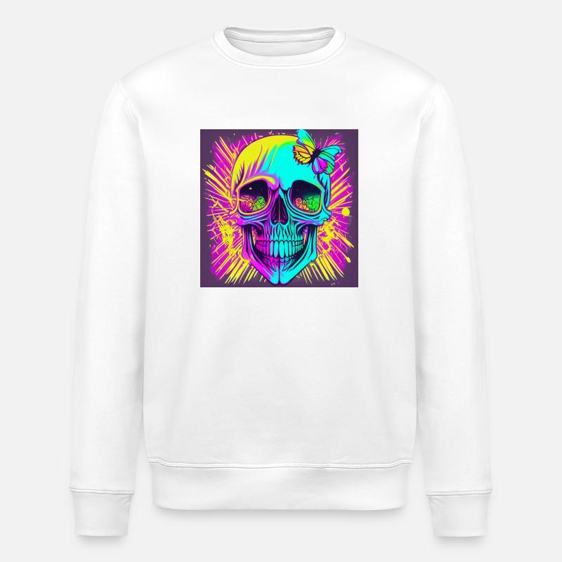 Crâne - Sweat bio ROLLER Stanley/Stella Unisexe - blanc