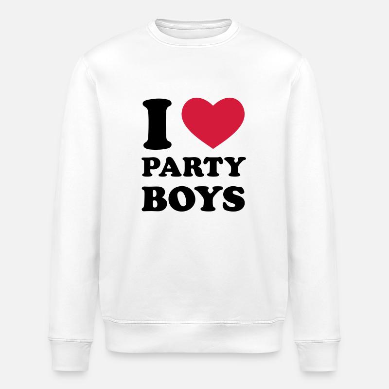 I Love Party Boys - Stanley/Stella Unisex Bio-Sweatshirt ROLLER - Weiß