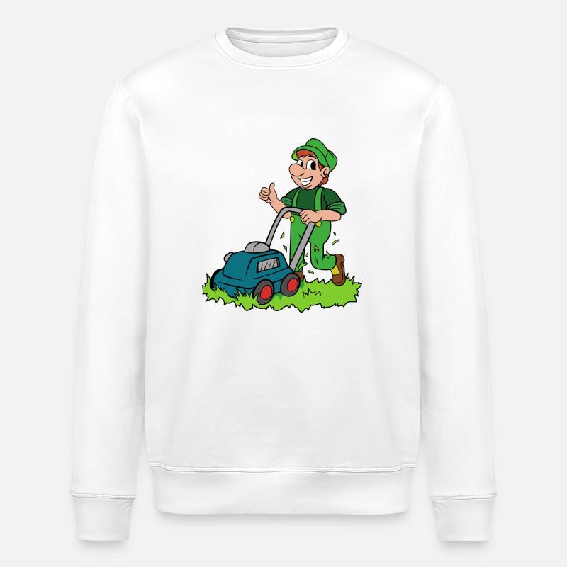 Gärtner mit Rasenmäher - Stanley/Stella Unisex Bio-Sweatshirt ROLLER - Weiß