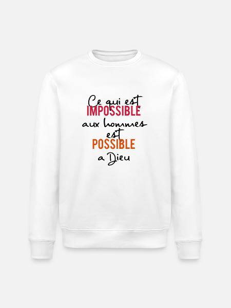 everything is possible to God - Stanley/Stella ROLLER Unisex Organic Sweatshirt - white