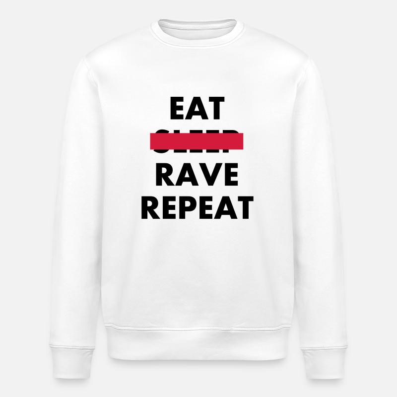 EAT - RAVE REPEAT - Stanley/Stella Unisex Bio-Sweatshirt ROLLER - Weiß