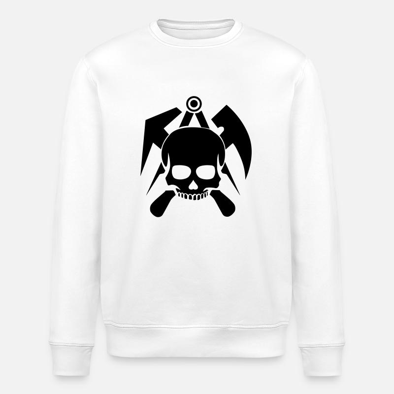 Roofer Skull - Stanley/Stella ROLLER Unisex Organic Sweatshirt - white