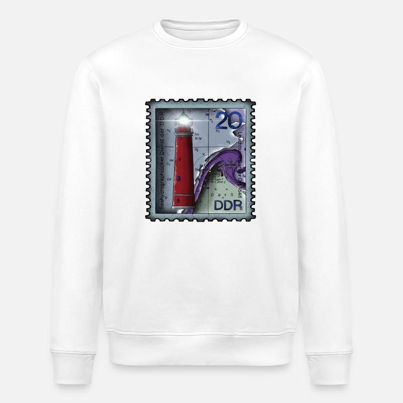 Lighthouse Stamp - Stanley/Stella ROLLER Unisex Organic Sweatshirt - white