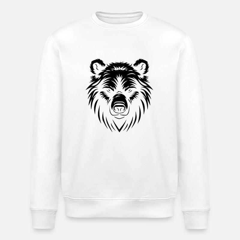 Bear Logo Stylized - Stanley/Stella ROLLER Unisex Organic Sweatshirt - white