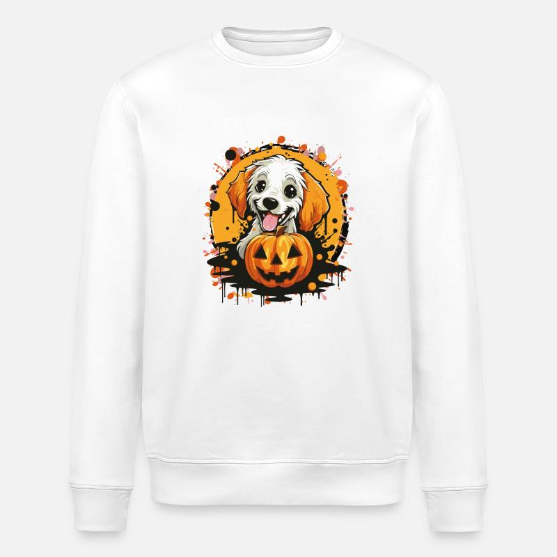hund kürbis halloween - Stanley/Stella Unisex Bio-Sweatshirt ROLLER - Weiß