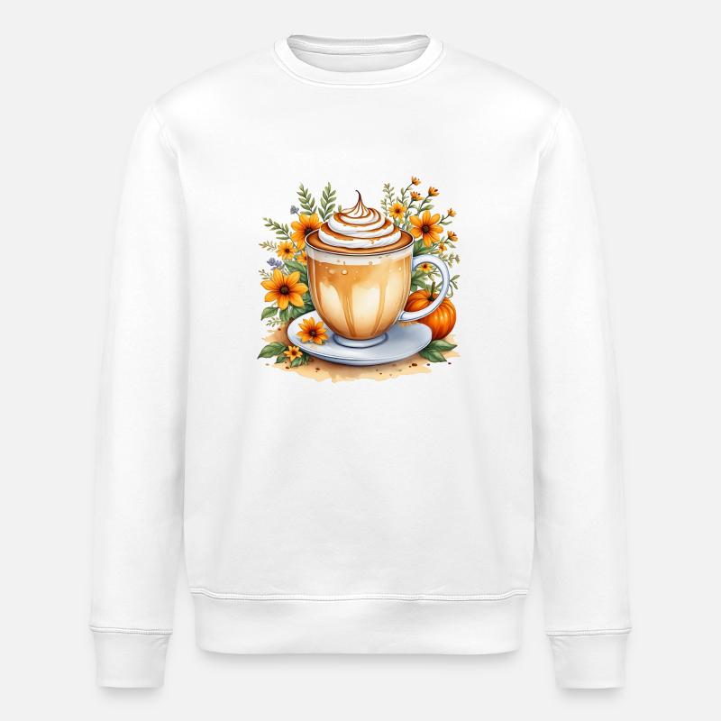 Latte à la citrouille - Sweat bio ROLLER Stanley/Stella Unisexe - blanc