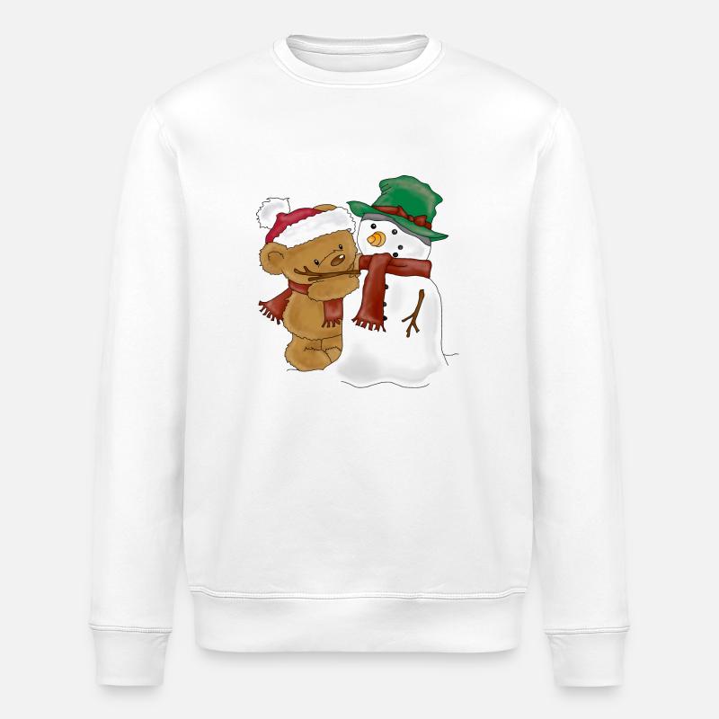 Bärchen schmückt Schneemann - Stanley/Stella Unisex Bio-Sweatshirt ROLLER - Weiß