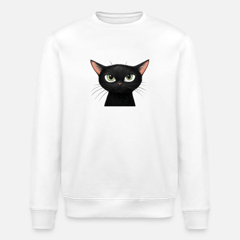 Schwarze Katze - Stanley/Stella Unisex Bio-Sweatshirt ROLLER - Weiß