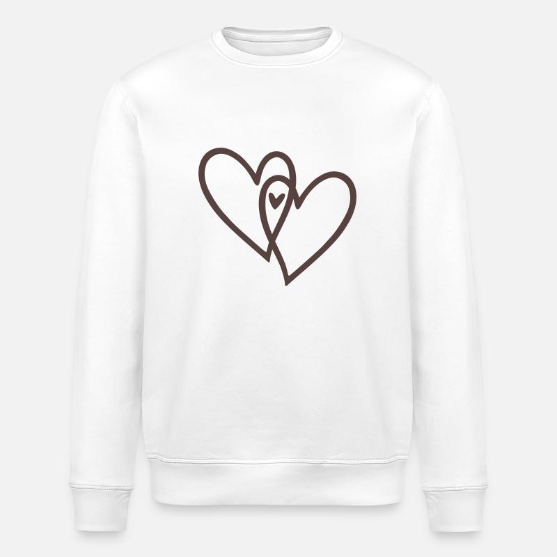 2 Herzen plus 1 - Stanley/Stella Unisex Bio-Sweatshirt ROLLER - Weiß