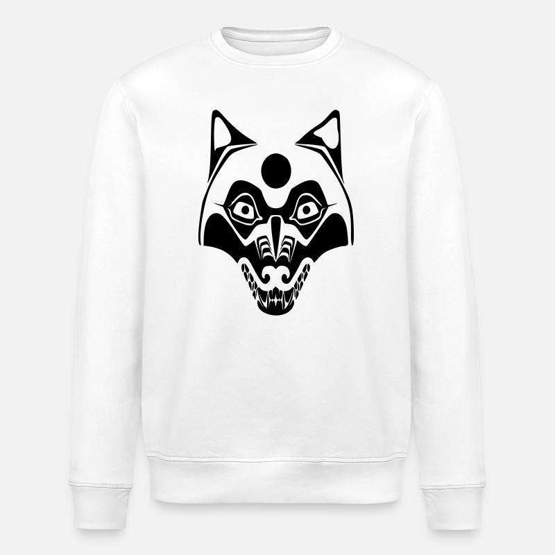 loup - masque-lune - Sweat bio ROLLER Stanley/Stella Unisexe - blanc