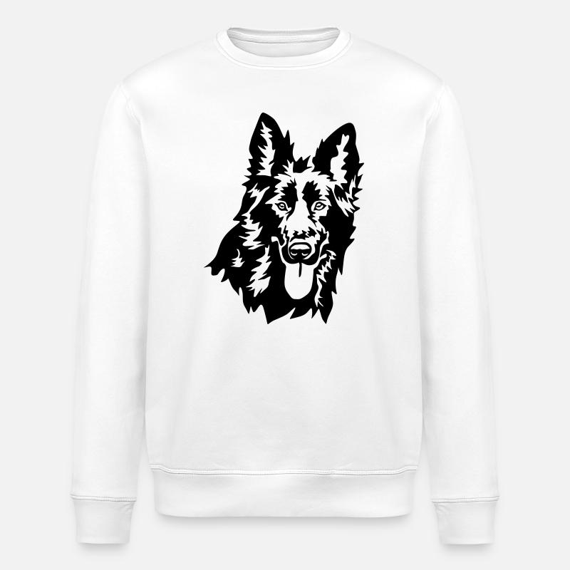 German shepherd head - Stanley/Stella ROLLER Unisex Organic Sweatshirt - white