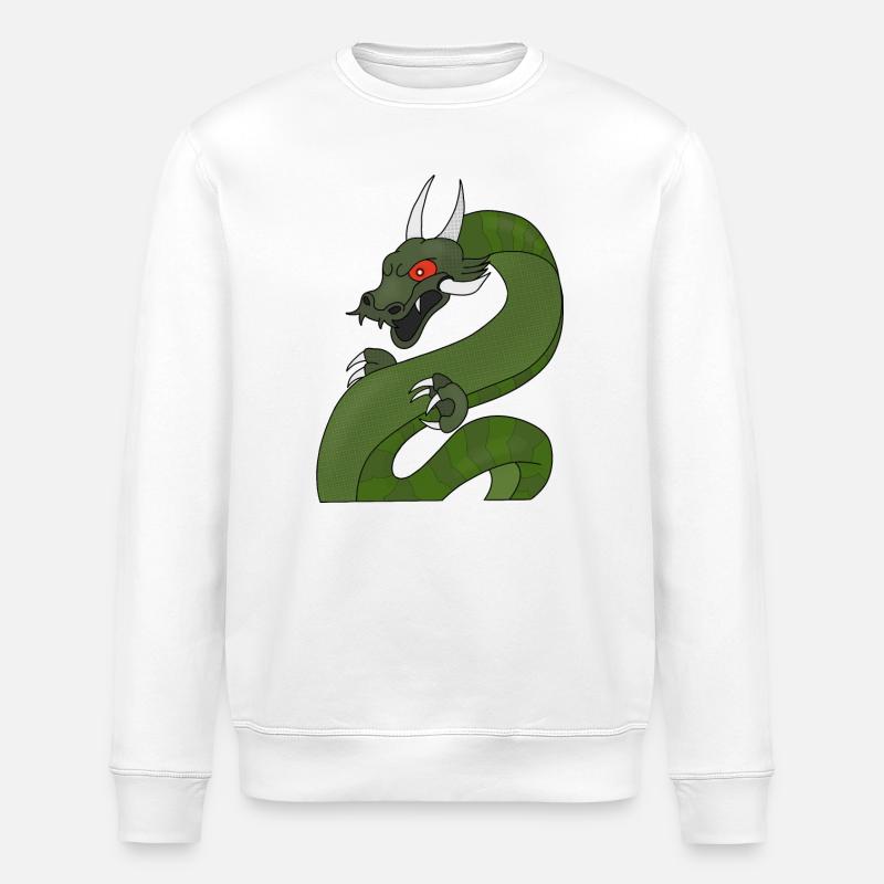Drache mit roten Augen - Stanley/Stella Unisex Bio-Sweatshirt ROLLER - Weiß