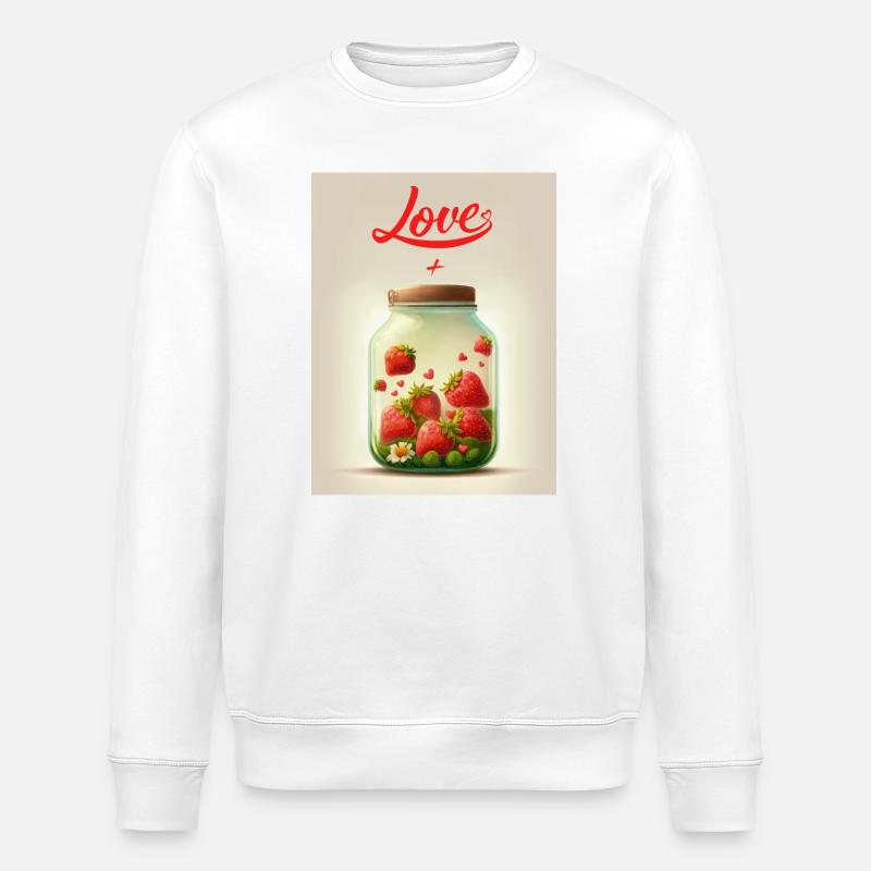 Erdbeeren im Liebesglas - Stanley/Stella Unisex Bio-Sweatshirt ROLLER - Weiß