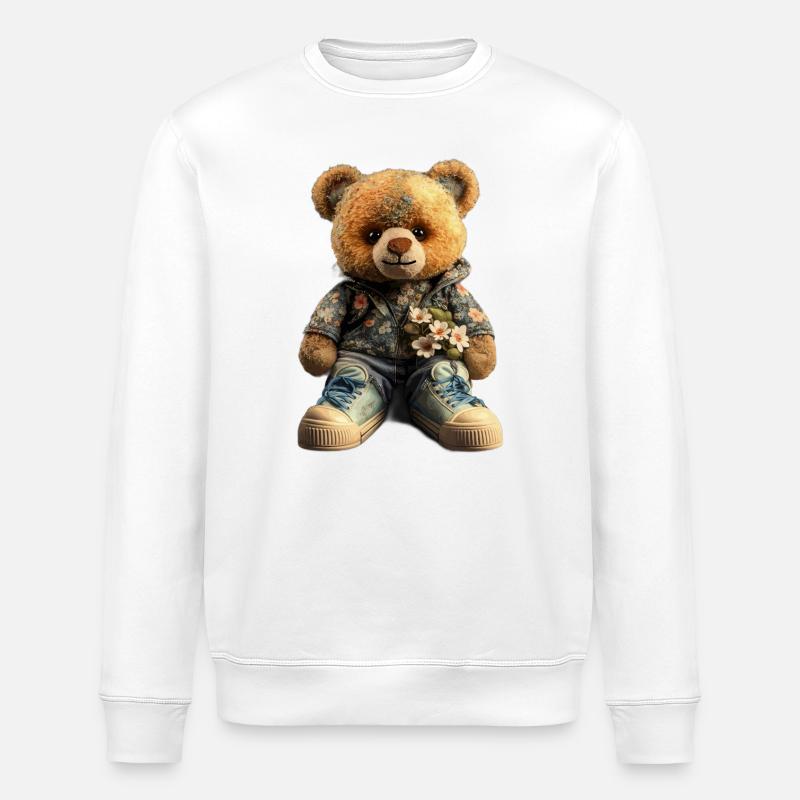 Bear Half Man Gift - Stanley/Stella ROLLER Unisex Organic Sweatshirt - white