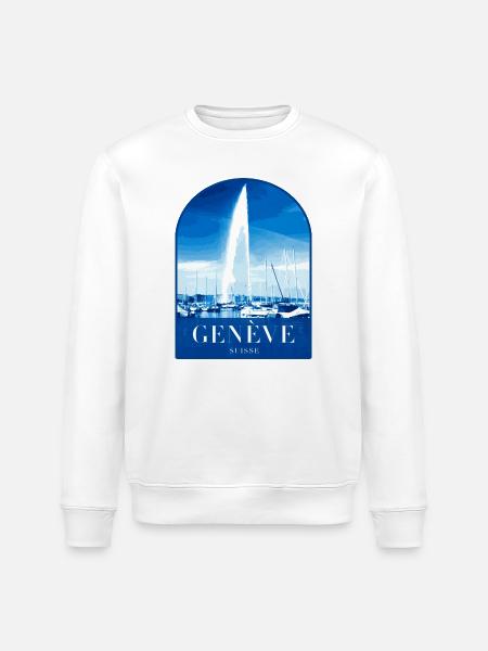 Geneva JetdEau Harbour Motif - Stanley/Stella ROLLER Unisex Organic Sweatshirt - white
