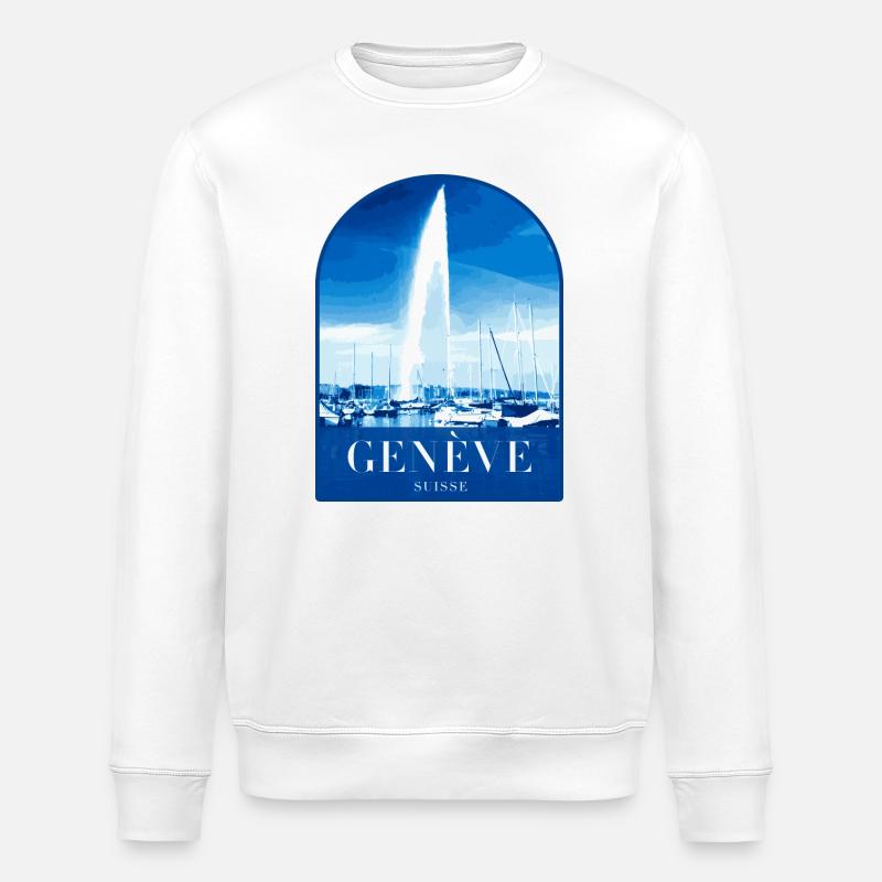 Geneva JetdEau Harbour Motif - Sweat bio ROLLER Stanley/Stella Unisexe - blanc