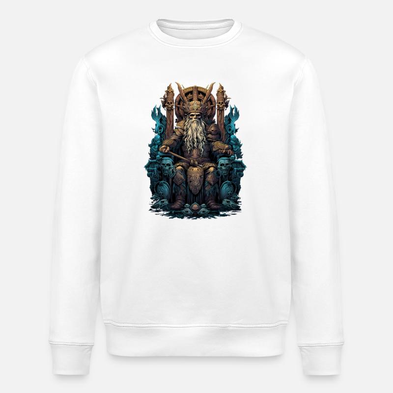 Vikings Odin Sons Throne Valhalla Valhalla - Stanley/Stella ROLLER Unisex Organic Sweatshirt - white
