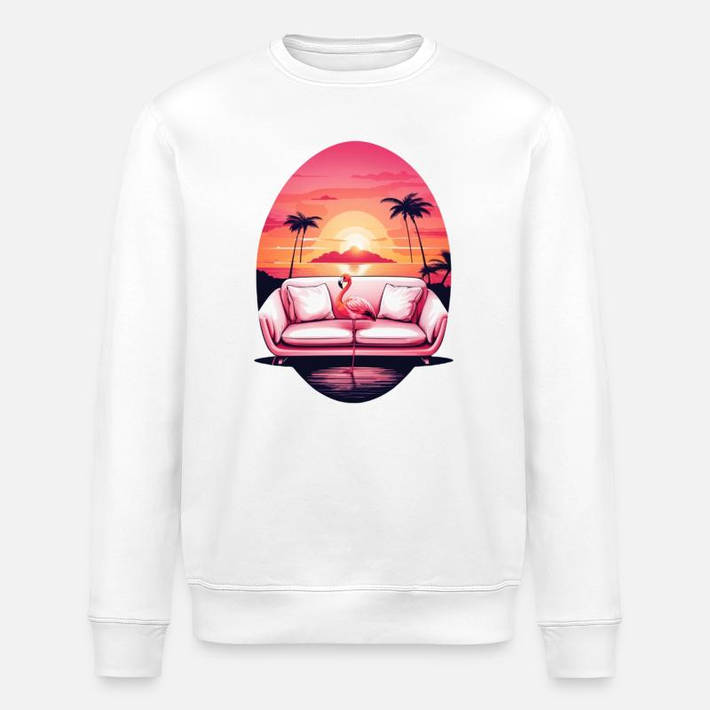 Flamingo Sofa - Stanley/Stella ROLLER Unisex Organic Sweatshirt - white