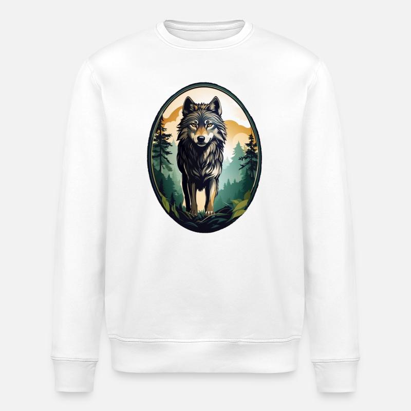 Waldbewohner Wolf - Stanley/Stella Unisex Bio-Sweatshirt ROLLER - Weiß