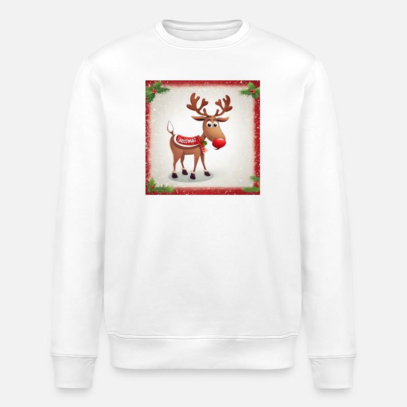 Reindeer Christmas - Stanley/Stella ROLLER Unisex Organic Sweatshirt - white
