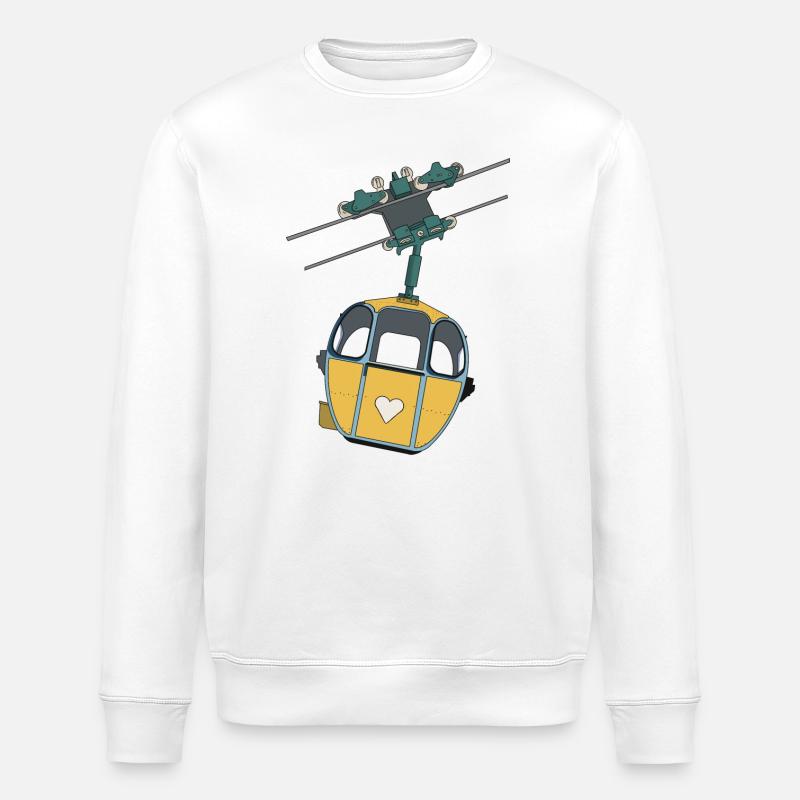 Seilbahn Gondel - Gelb Herz - Stanley/Stella Unisex Bio-Sweatshirt ROLLER - Weiß